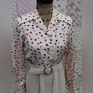 Vintage 1970s Polka Dot Button-Up Blouse